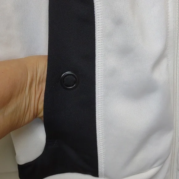 Adidas Women's Full Zip LS Stand Collar Snap HandWarmer Pockets Track Jacket Vtg - Picture 11 of 16